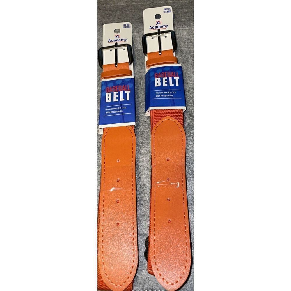 2 Pack Of Academy Adjustable Orange Youth Baseball Softball Belt